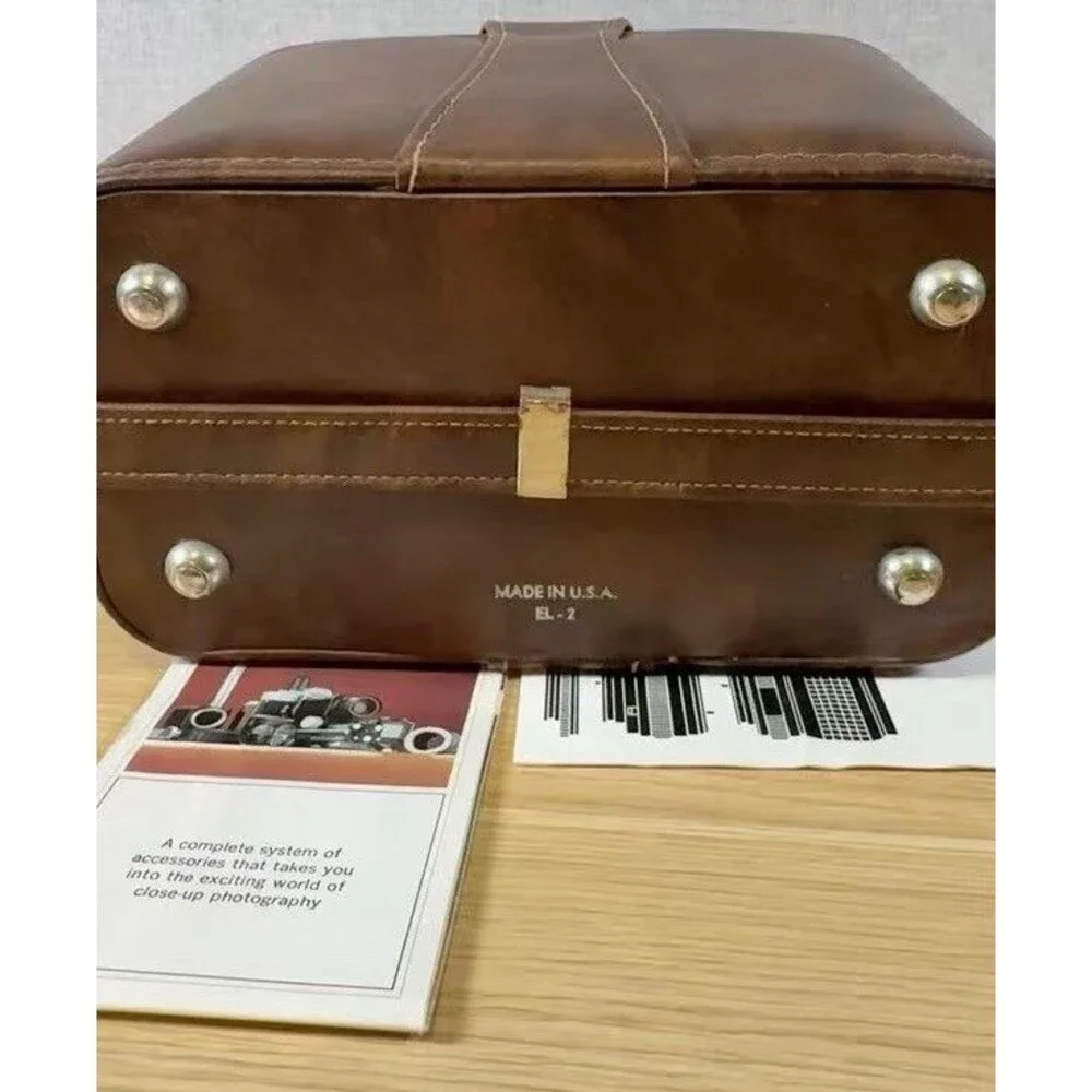 Vintage 70s Hard Shell Camera Case Brown Leatherette Made in USA EL-2 Minolta
